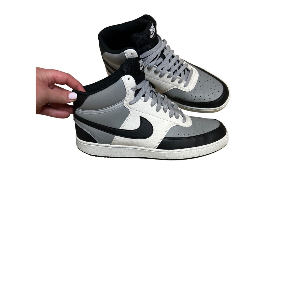 Nike Court Vision Mid Next Nature Mens Black White Wolf Grey Sneaker Size 11.5